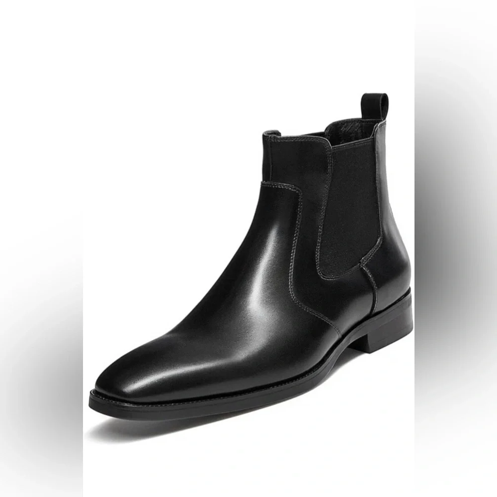 ALIPASINM Mens Dress Boots Leather Chelsea Boots for Men Size 8.5 Black.R14 - Picture 1 of 9